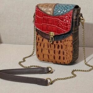 Faux Croc leather mini crossbody phone bag